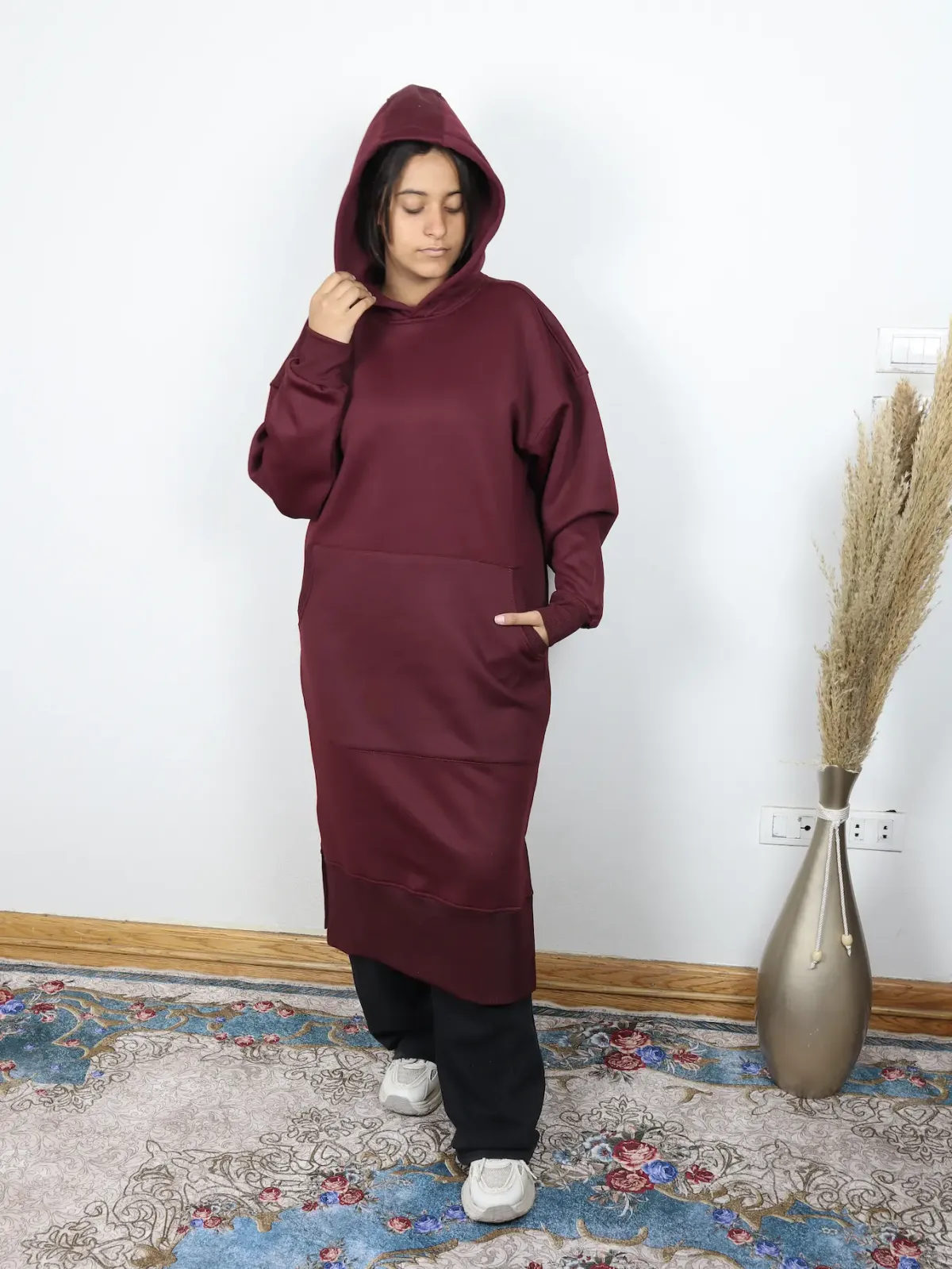 هودي دريس طويل شتوي ستايل أوفرسايز